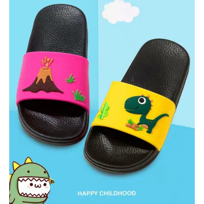 HappyOliver SANDAL DINO VOLCANIC Sandal selop karet lucu anak, Sandal anak dino lucu