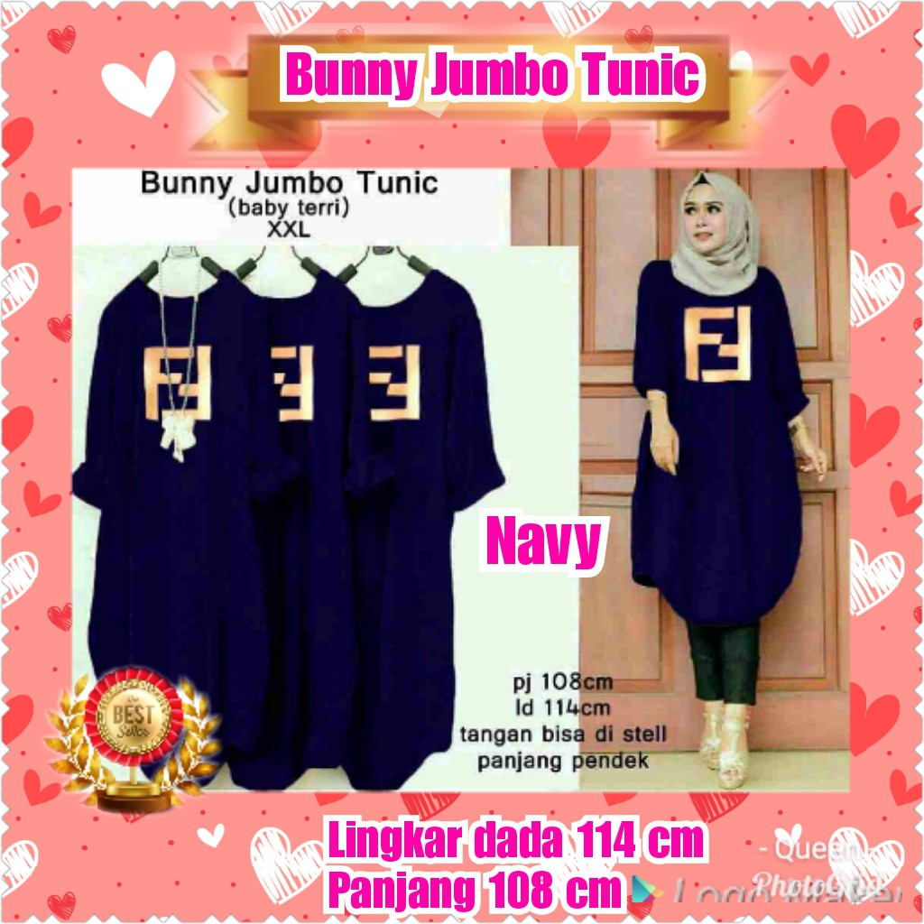 TERMURAH BLOUSE BUNNY JUMBO TUNIC BLACK / NAVY / MAROON / TERPOPULER / TERLARIS/ KONDANGAN/TERMURAH