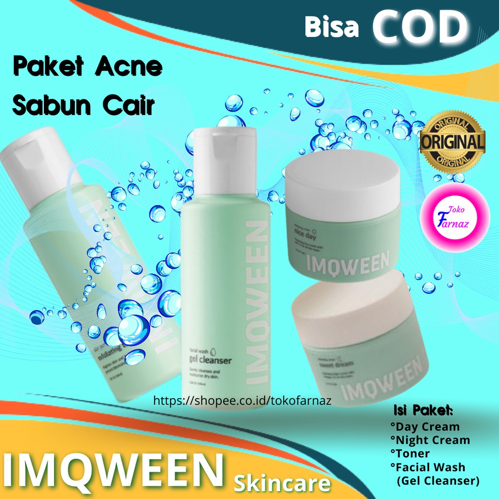 IM QWEEN PAKET WHITENING ACNE Perawatan Wajah Skincare Cream Jerawat