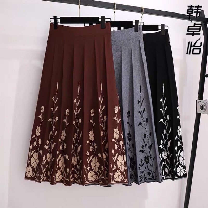 Aurel Floral Knit Skirt / Rok Rajut Wanita Import