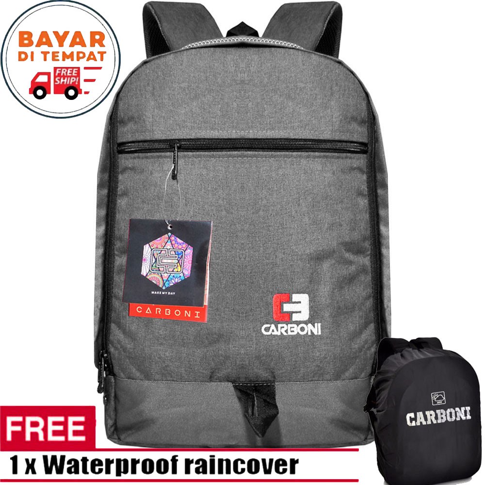 New Carboni Make My Day Original Casual Backpack Tas Laptop Tas Sekolah Sistem RA00010 17 - Grey