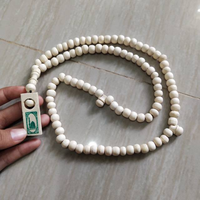 Ecer tasbih kayu kopi 8 mm putih