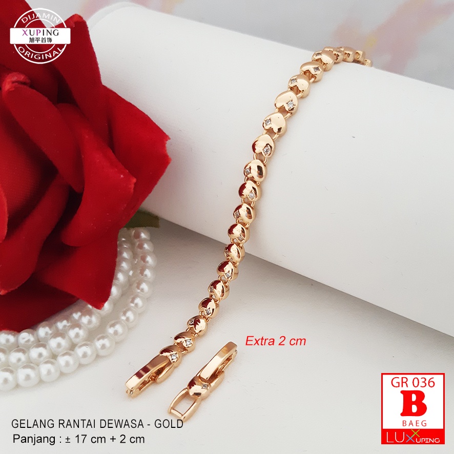 GR 036 Gelang Xuping Premium Gelang Tangan Dewasa Mata Zirkon Jernih Perhiasan Xuping Set Lapis Emas Imitasi Gelang Mas 18K Permata Jernih Xuping Set Murah  Gelang Xuping Asli Luxx Xuping