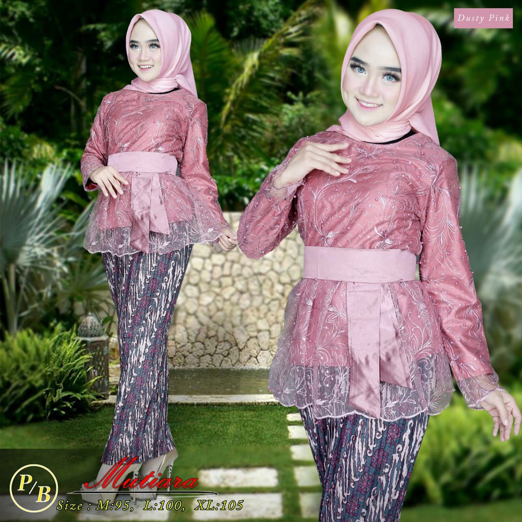 NEW ARRIVAL - kebaya mutiara - set kebaya tulle import - pakaian modern wanita kekinian dan modis