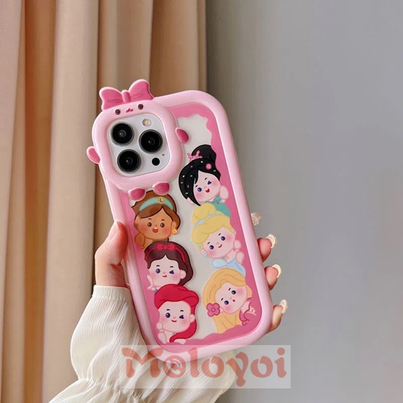 Soft Case TPU Desain Kartun Disney Princess 3D Untuk iPhone 11 14 Pro MAX XR 8Plus 7Plus 13 12 11 Pro MAX X XS MAX 6 6S 14 Plus SE 2020