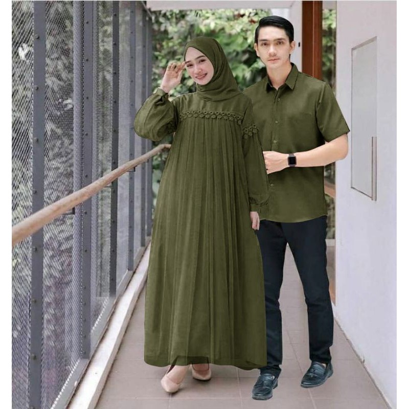 CP NURAINI RENDA TILE, COUPLE PASANGAN, MOSCREPE PREMIUM, GAMIS HIJAB MUSLIM, DRESS MAXY, ADA KEMEJA