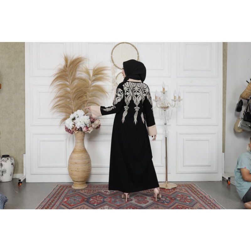 Gallery Exclusive Abaya Hitam Gamis Turkey 07 Bordir Depan Belakang