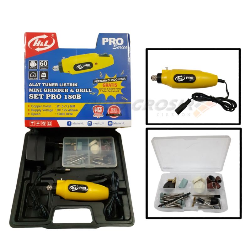Bor Mini Ukir Grafir 12V Mesin Grinder Cas Poles Potong Asah H&L