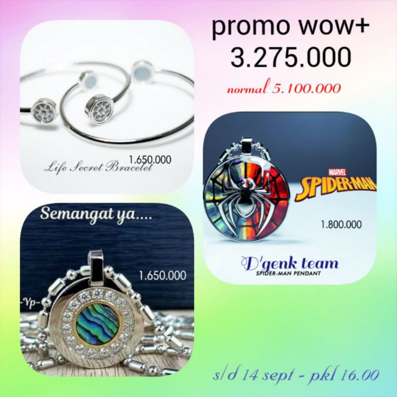 ( ORIGINAL ) PAKET PROMO WOW+ MCI GELANG LSW SHELL DAN PENDANT SPIDERMAN