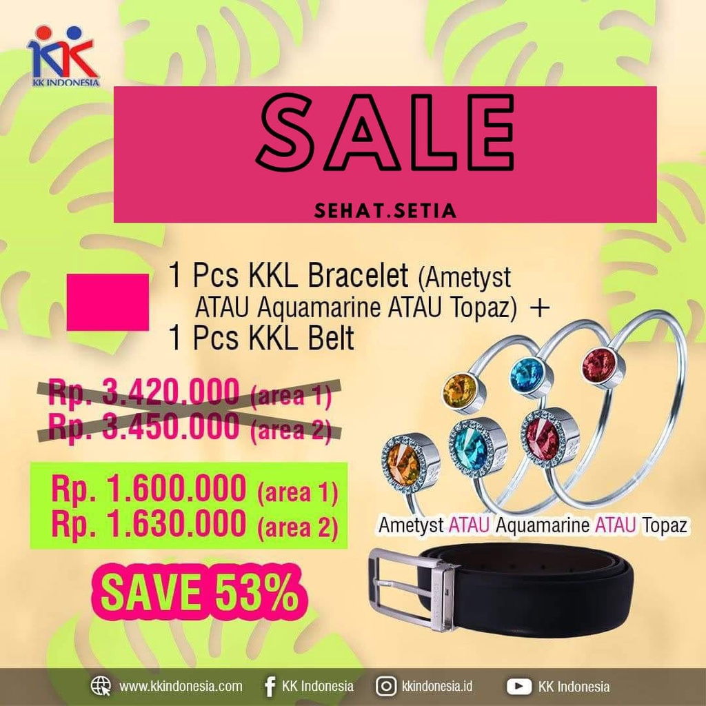 SALE 50% SABUK KULIT KESEHATAN PRIA KK LIFORCE BELT 125cm PREMIUM LEATHER + FREE GELANG KK LIFORCE B