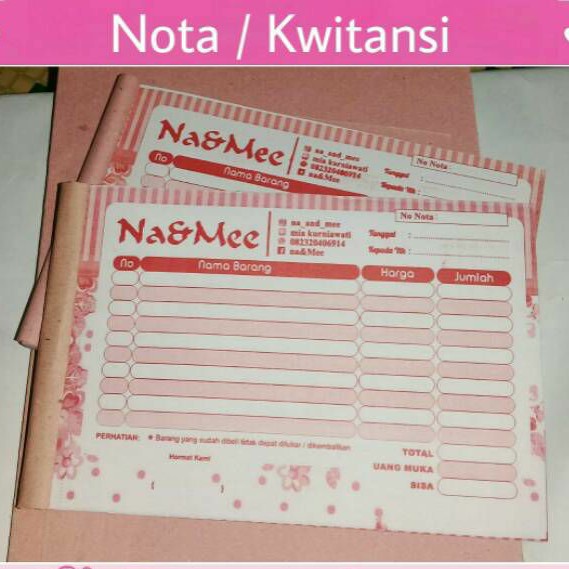 NOTA / KWITANSI PEMBAYARAN CUSTOM NAMA TOKO SENDIRI (BISA REQUEST)