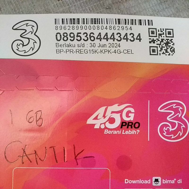 Perdana Cantik Tri 1 GB aktif sd 10 Tahun