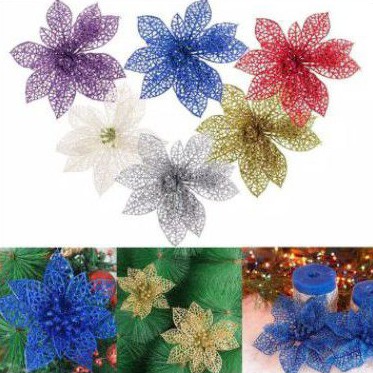 BUNGA GLITTER B 15 CM artificial hiasan pohon natal dekorasi christmas buket