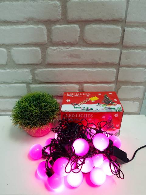 DEKORASI NATAL LAMPU LED BULAT PINK WARNA WARNI HIASAN POHON NATAL CHRISTMAS ACC