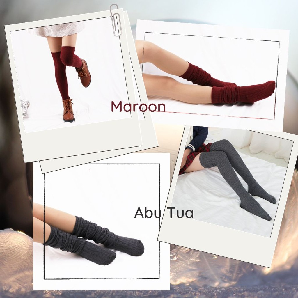 Kaos Kaki Bulu Domba Tinggi Panjang Diatas Lutut Selutut Import Hangat-2