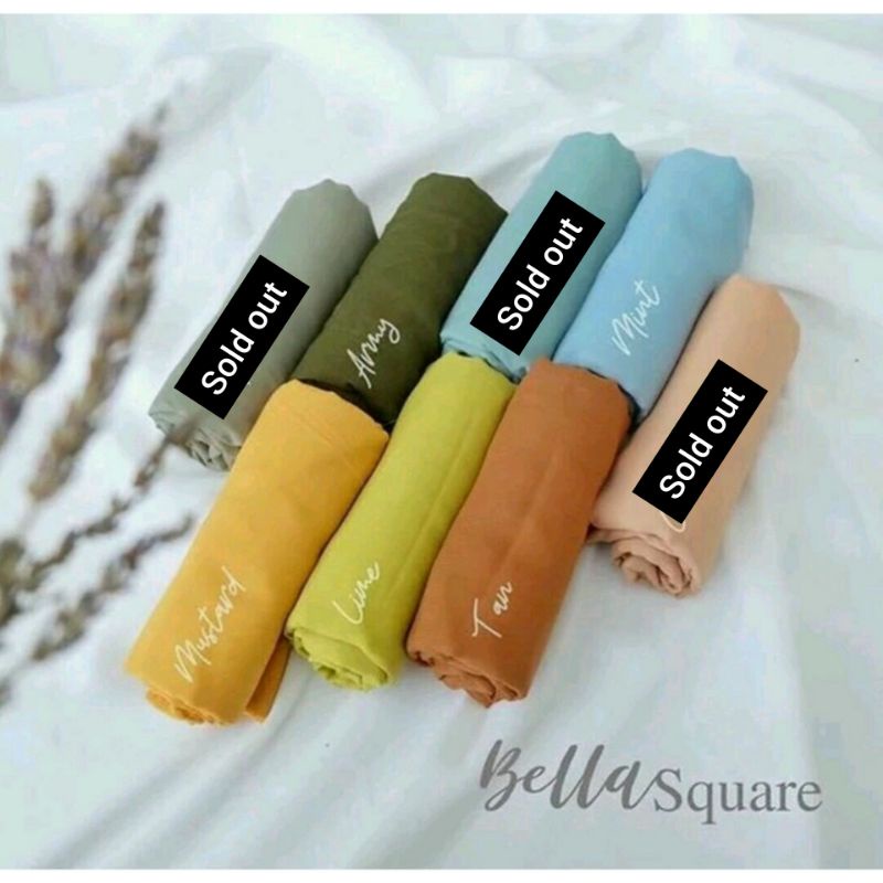 Hijab Segiempat Polycotton 115 x 115 Warna Part 1 Bella Square army/tan/lime/mustard/mint