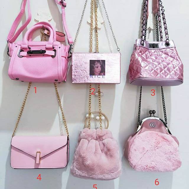 (COD) tasimpor cewek fashion pink selempang bahan kulit harga promo