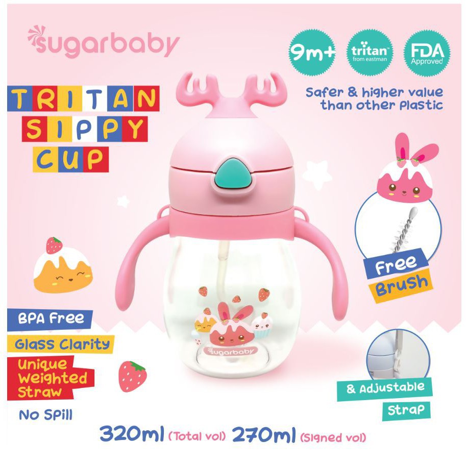 Tritan Sippy Cup Deer Sugar Baby TSCDR270 270ml 9M+