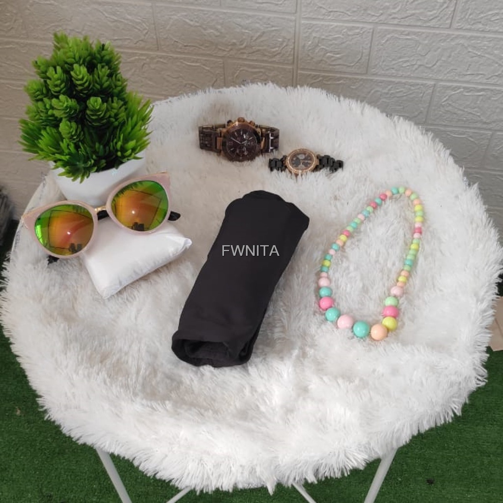 GAMIS LEBARAN MANSET ADEM LENGAN PANJANG MANGSET & MANSET ADEM LENGAN KUTUNG MANGSET POLOS WANITA INNER DRESS-HITAM