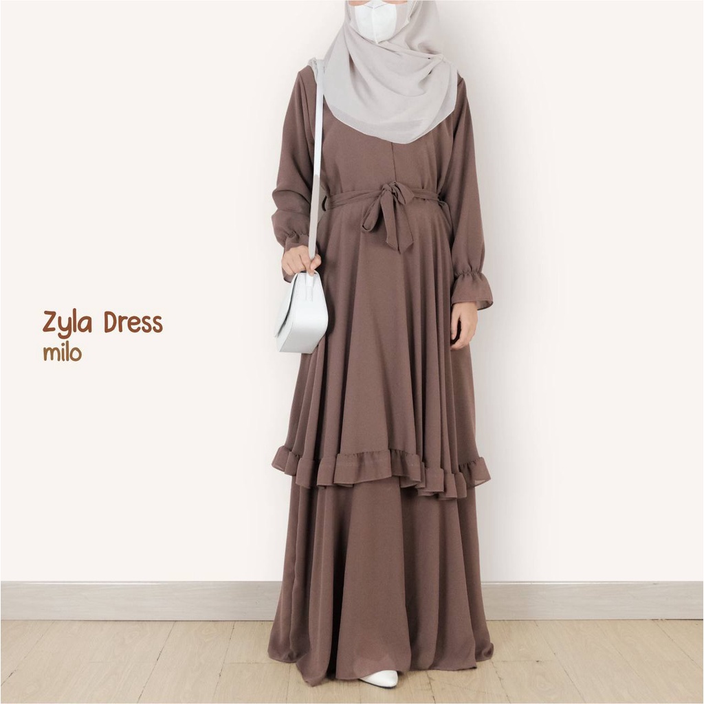 Mininos Zyla Dress Gamis Syari Remaja Ceruty Babydoll