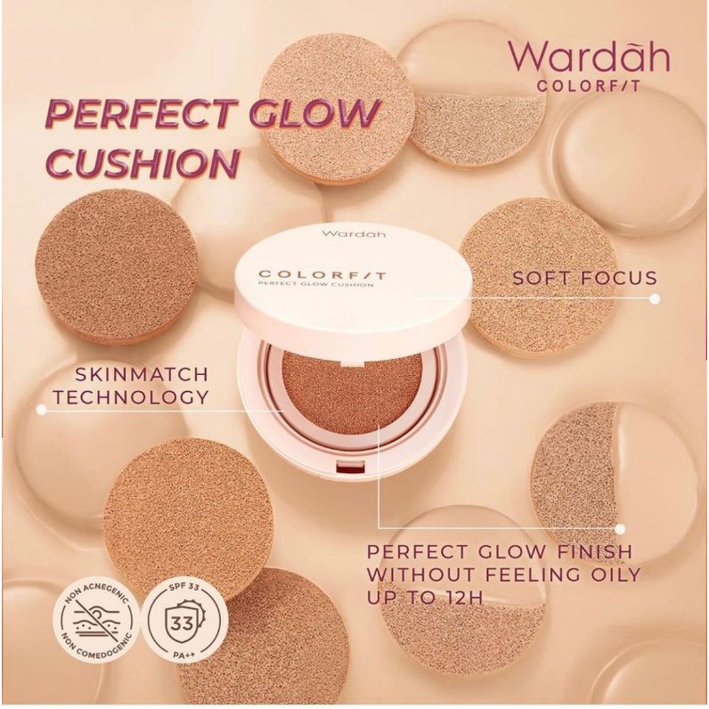 ✿ELYSABETHME✿ Wardah Colorfit Perfect Glow Cushion hasil natural untuk harian full coverage