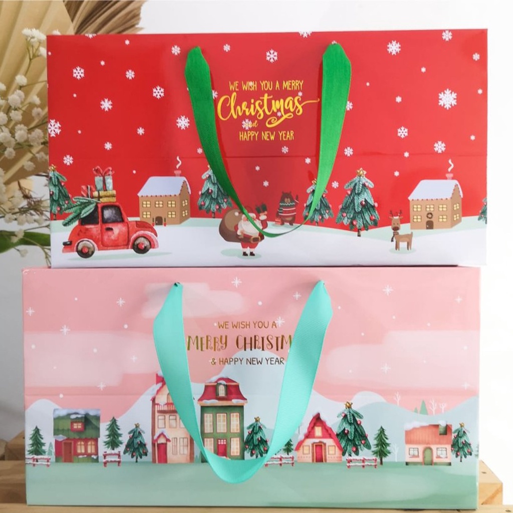 

(5 Pcs)Goodie Bag Natal Kotak Packaging Hampers Natal Paper Bag Natal Christmas Tas Dus Toples Kue