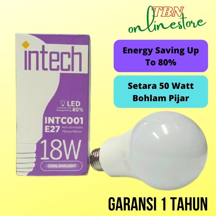 Lampu Bohlam LED Intech Bulb bulat putih murah terang bergaransi resmi