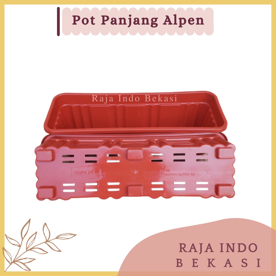 RAJAINDOBEKASI Pot Panjang Alpen 50 Coklat Merah Bata Pot Bunga Segi Panjang 50cm 70cm Pot Panjang Plastik Putih Murah Gantung - Pot Panjang 50