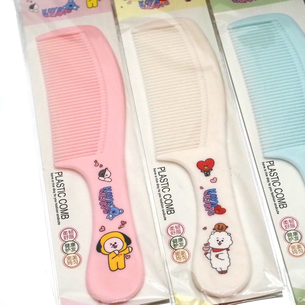 Sisir Gagang Karakter BT21 Sisir Rambut Rapat Lurus Motif Karakter BTS Korea Lucu Warna Warni