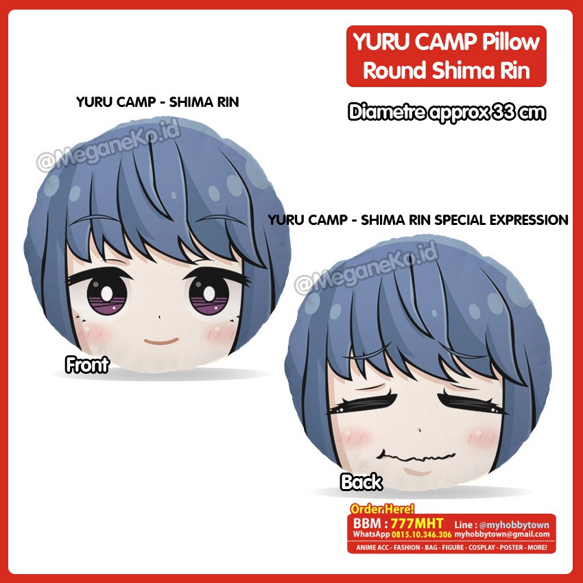 Bantal Bulat Yuru Camp : Shima Rin Plushie Doll Round