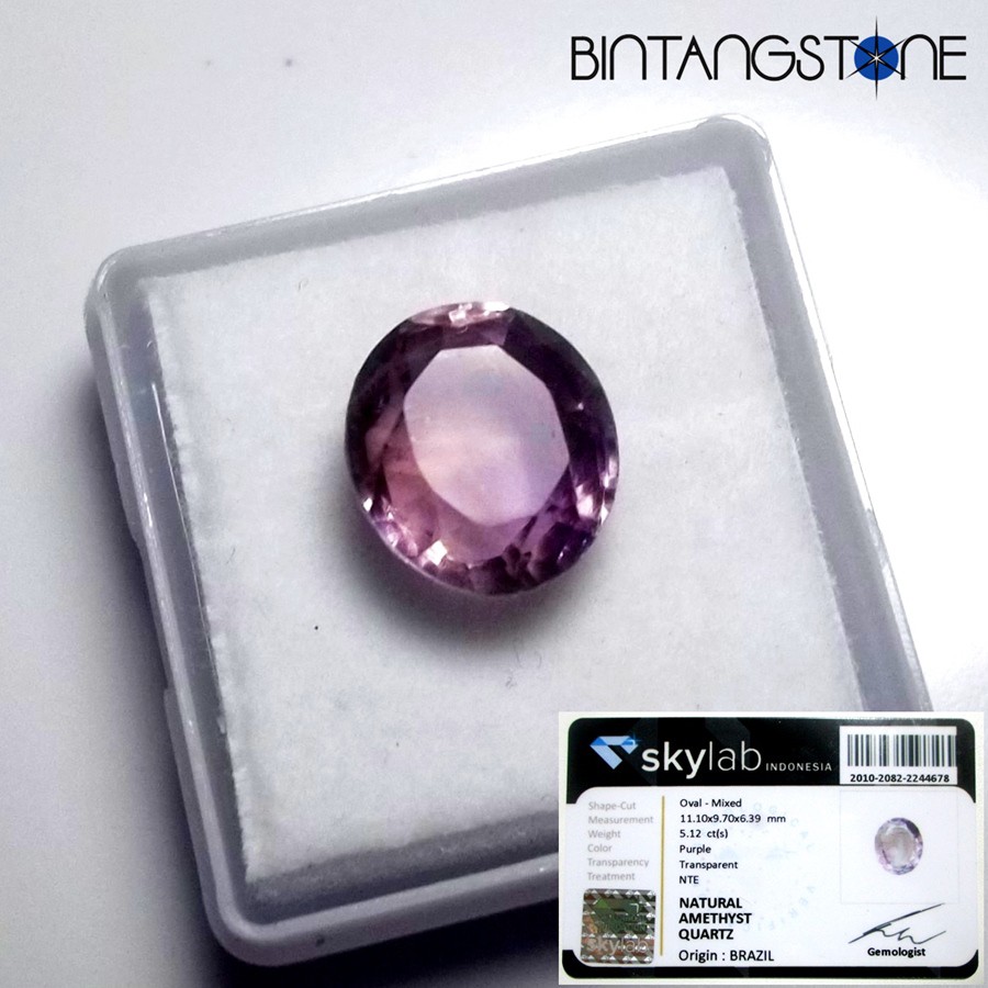 Amethyst Brazil VVS 5.80 Cts Batu Cincin Kecubung Ungu Cutting Asli Brazil Bening Transparent Quartz