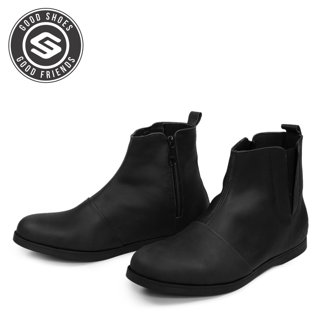 Sepatu boots kulit asli Lucido seatu boots kulit ziiper sepatu pria boots