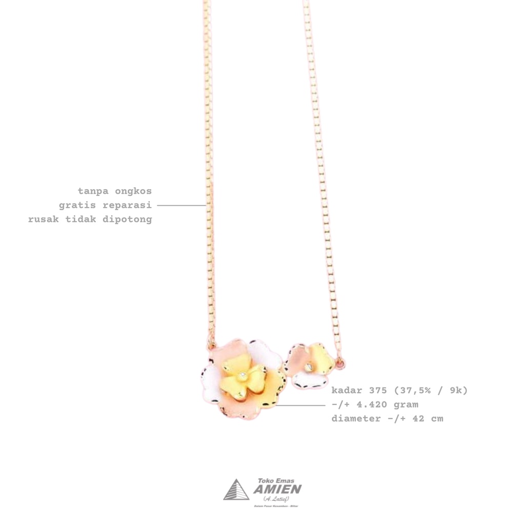 Toko Emas Amien Kalung Emas UBS Kadar 375 (37,5% / 9K) 4.420 Gram - Kalung Bunga Yura Yellow