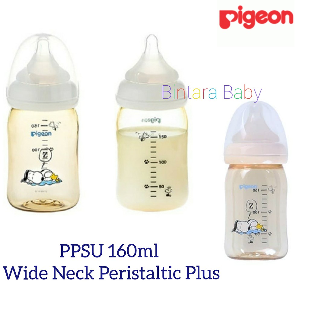 Pigeon Botol Susu PPSU wide neck 160 ml wideneck peristaltic plus Motif Mickey PPSU Snoopy