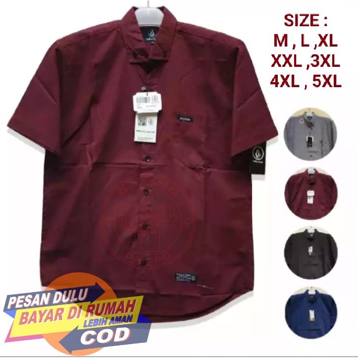 Kemeja Polos Pria Big Size 5XL / Kemeja Kasual Pria Jumbo / Kemeja Pria Lengan Pendek Ukuran M,L,XL,