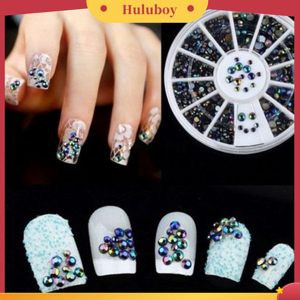 Huluboy Huluboy♡ Roda Isi Manik-Manik Kuku Bentuk Bintang Warna Warni Berkilau Untuk DIY Manicure