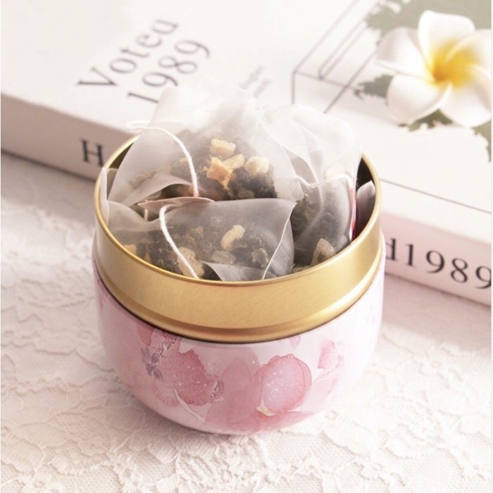

Teh-Daun- Teh Bunga / Flower Tea - Teh Herbal / Tisane Tea Kemasan Kaleng Cantik - Peach Green