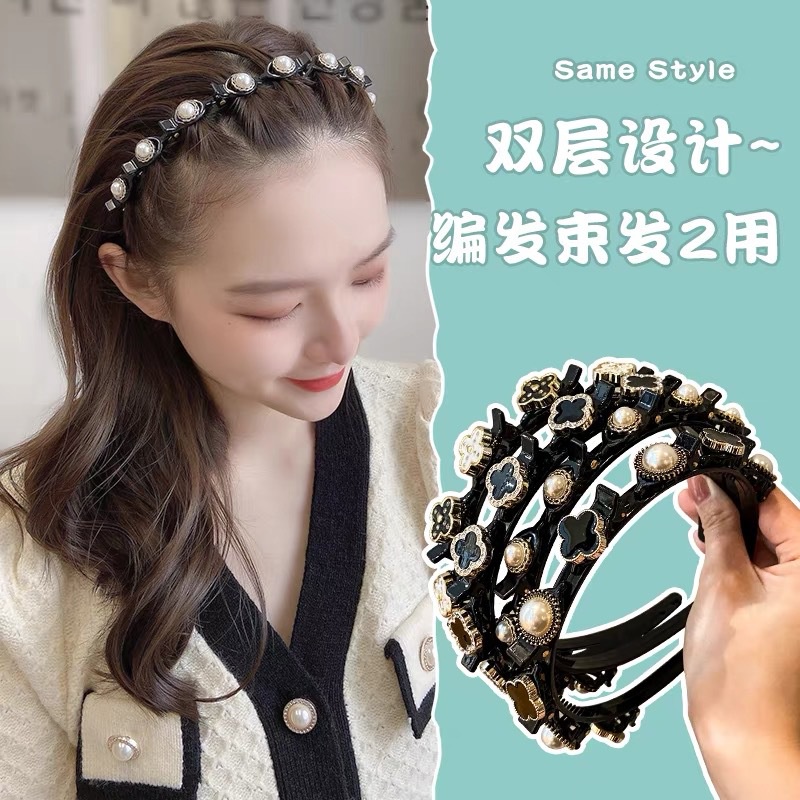 Fashion Bangs Hairstyle Multi-layer Hollow Woven Headband with Teeth Design Alligator Clip Accessories