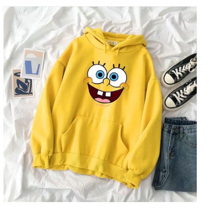 HOODIE WANITA SPONGEBOB SQUAD TEBAL PREMIUM TERBARU,