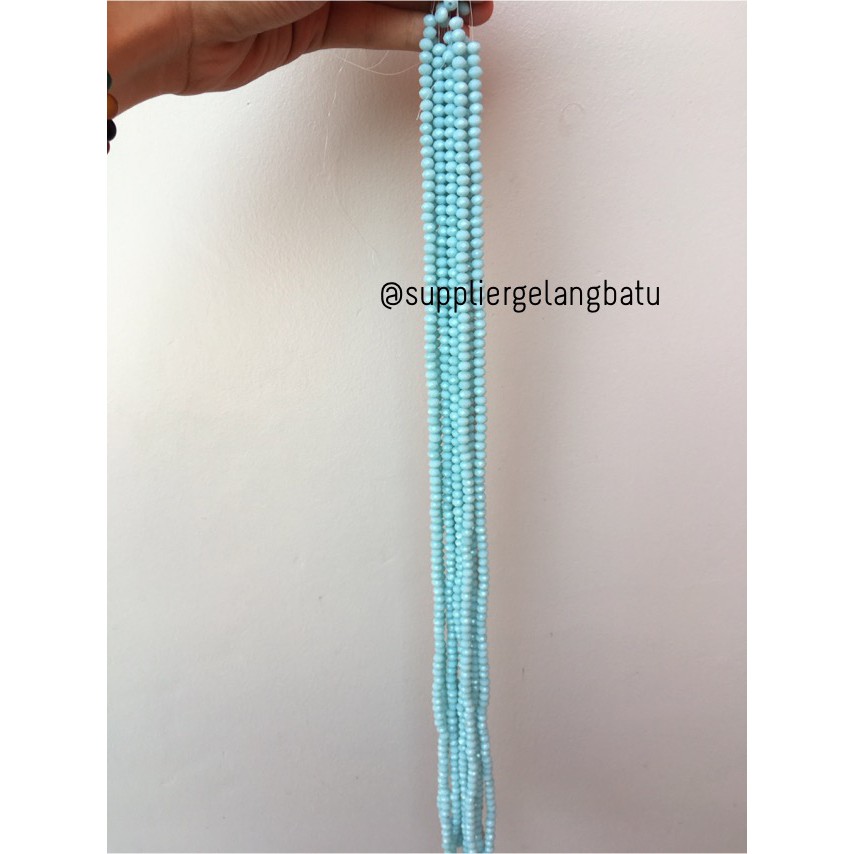 kristal Ceko Doff 6mm BIRU LAUT aquamarin cristal payet monte hiasan akeseoris craft fashion grosir