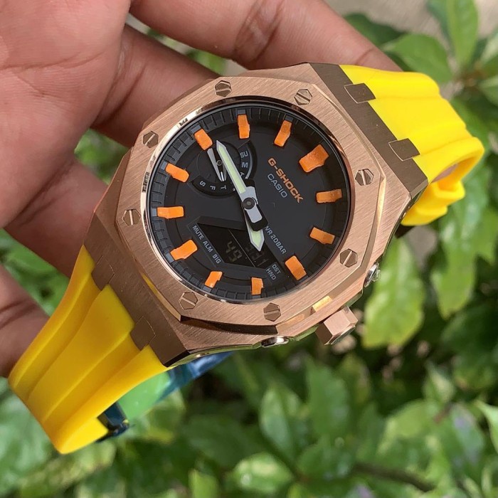 Jam Tangan Pria G Shock GA2100 Orange Gen 4 Rosegold Orange