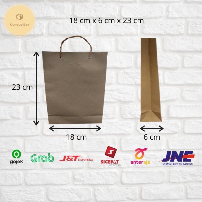 

Paper Bag | Shopping Bag | Tas Kertas Polos Ukuran 18 x 6 x 23