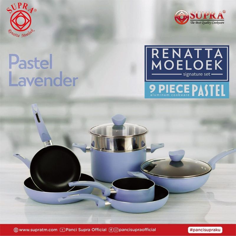 (Cod) Supra Panci Set 9 Pcs Pastel Lavender / Panci Set Chef Renata