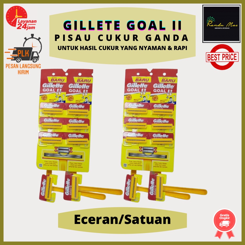 Gillete Pisau Cukur Ganda Kumis Alat Pangkas Jenggot Gilette Goal II Stainless Steel Super Tajam