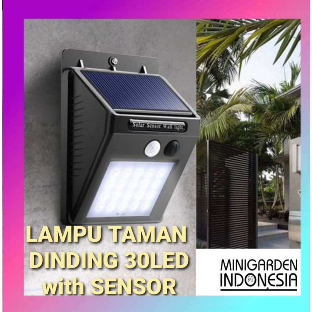 LAMPU TAMAN DINDING 30 LED SENSOR GERAK Solar Sensor Wall Light Lampu Sensor Tenaga Surya emergency