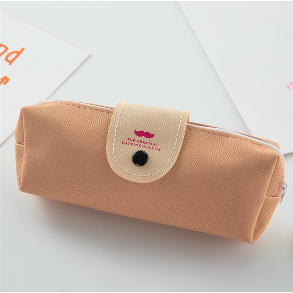 Tempat pensil, kotak alat tulis sekolah siswa lucu, sederhana, simple ,kreatif, kapasitas besar-Peach