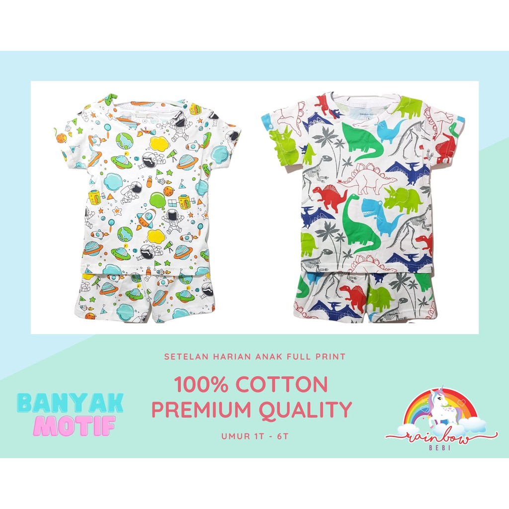 Setelan Baju Harian Anak Laki Laki Fullprint