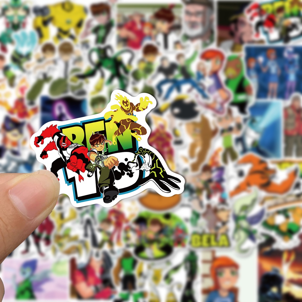 50Pcs Stiker Desain Kartun Anime Ben 10 Tahan Air Untuk Dekorasi Laptop Anak