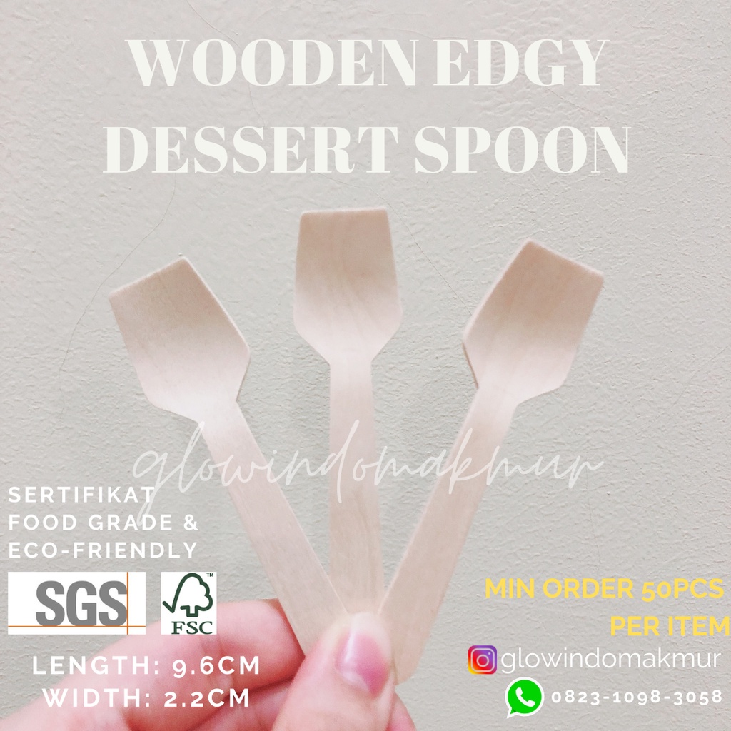 100 pcs Sendok Makan Kayu Sendok Kayu Garpu Makan Kayu Gase Kayu Spork Wooden Spoon Wooden Fork