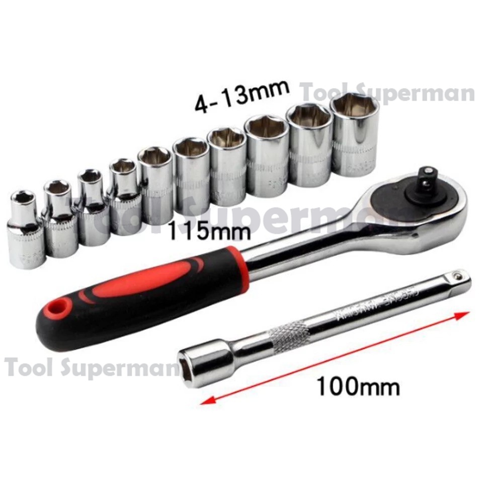 REAIM Kunci Socket Wrench 46 pcs (1/4&quot; ) kunci kunci motor lengkap  kunci shock set / Set Kunci Sok Kunci Shock / Socket Wrench Car Repair Tool L Motor Mobil